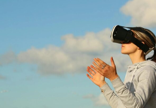 A woman using virtual reality