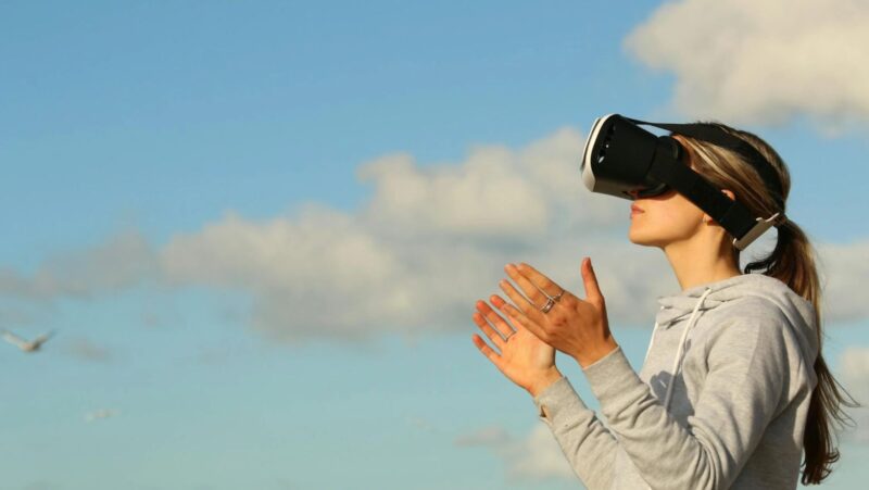 A woman using virtual reality